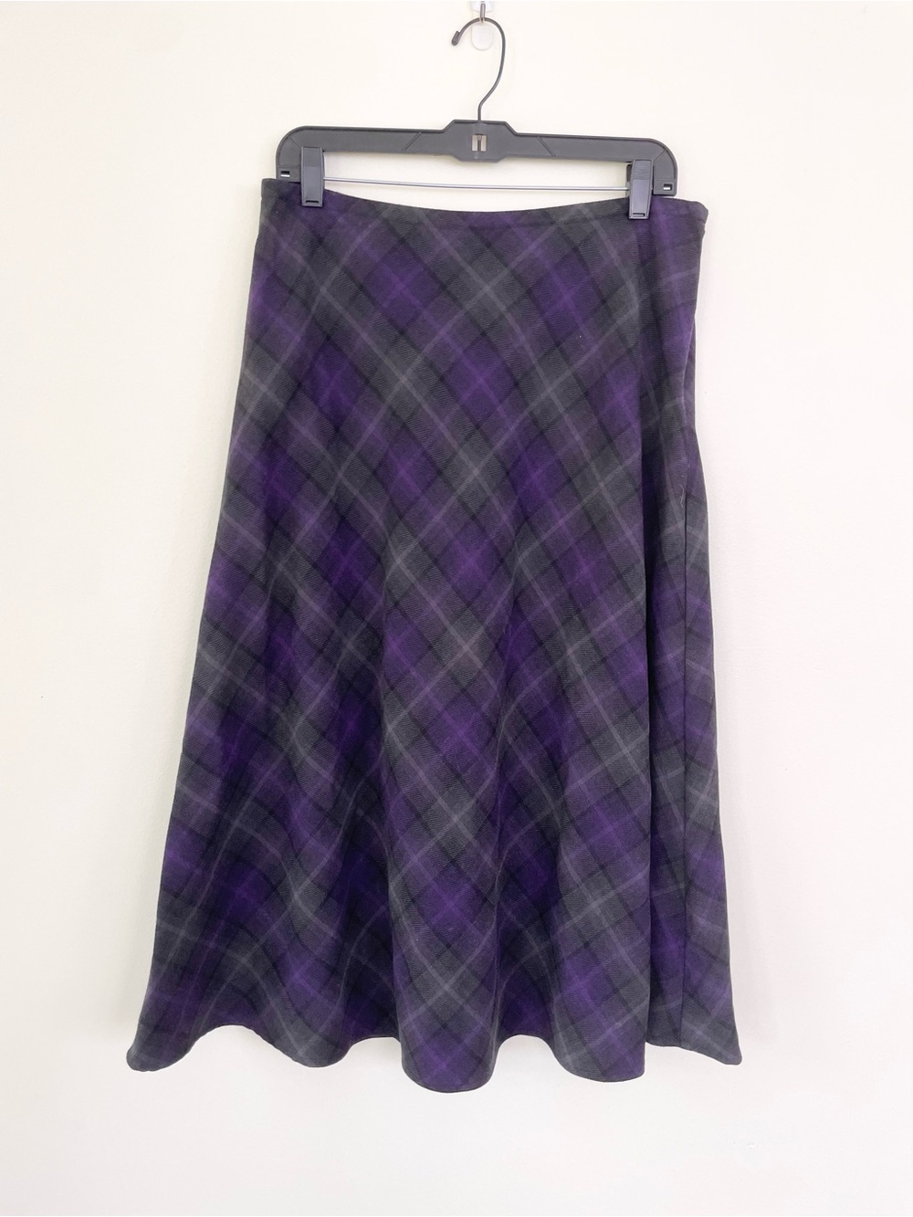 Croft & Barrow Purple Plaid Midi Skirt Sz 10 Whimsigoth Witchy Dark Academia